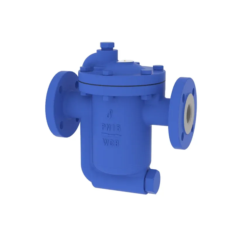 Flanged inverted bucket steam trap used to discharge condensate from steam lines